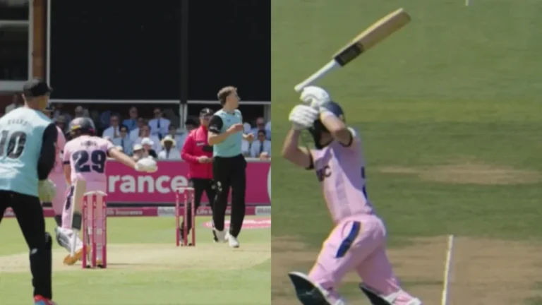 Bizarre! Ryan Higgins gets out hit wicket by his own flying bat at Lord’s: क्रिकेट इतिहास का सबसे अनोखा विकेट