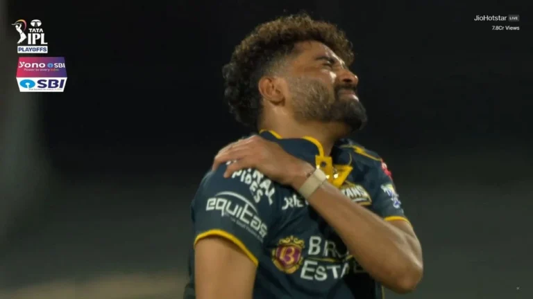 Mohammed Siraj RULED OUT? GT pacer suffers nasty shoulder injury during Qualifie – IPL 2026: क्या मोहम्मद सिराज चोटिल होकर बाहर हुए? GT बनाम RR क्वालीफायर 2 का अपडेट